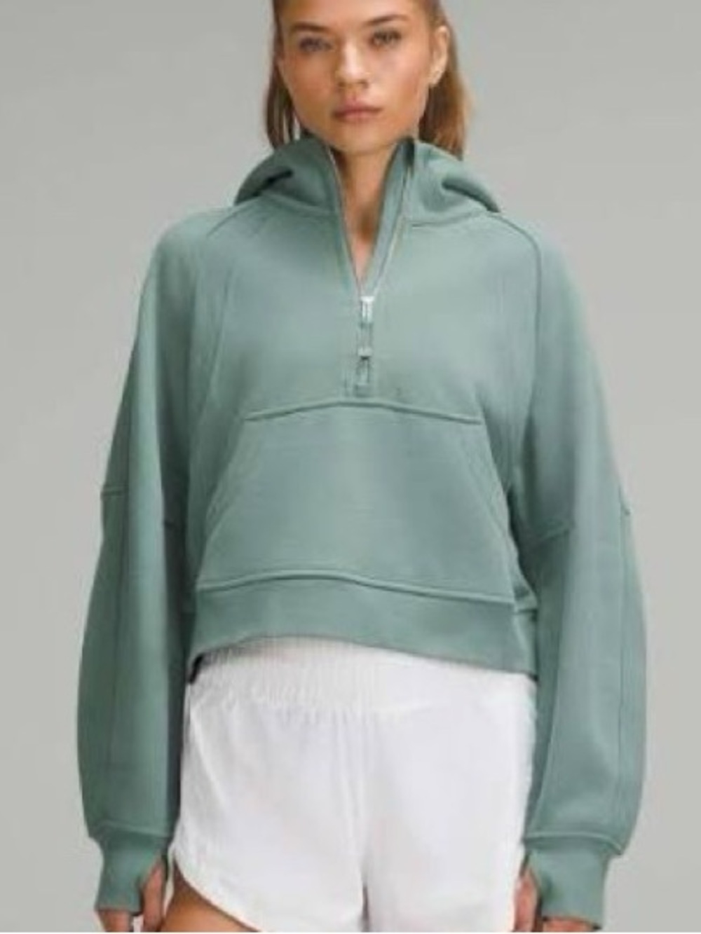 Lululemon Scuba Oversized Half Zip Hoodie Tidwater Teal Sage Green Color XS - SM